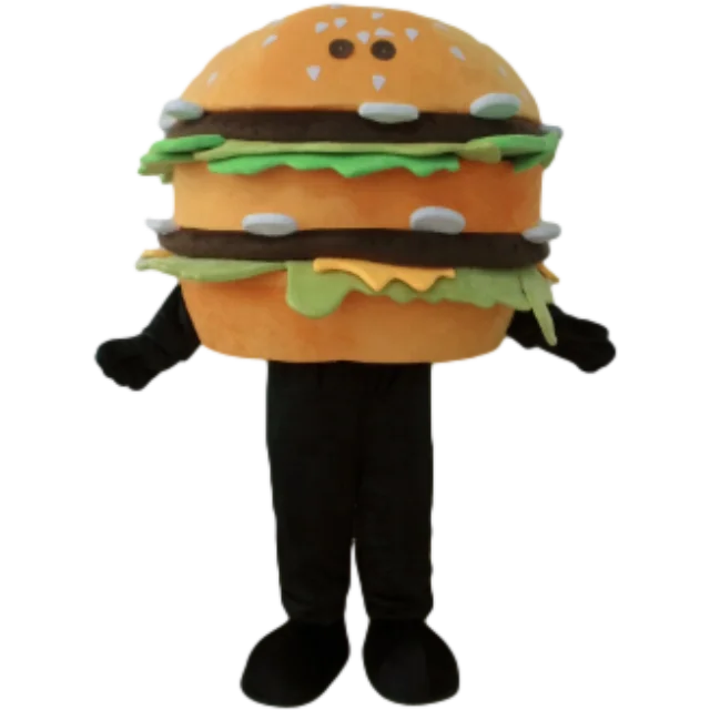 Blue Sky Custom Food Mascot Costumes Adult Character Plush Hamburger Mascot Costumes for Outdoor Advertising Show