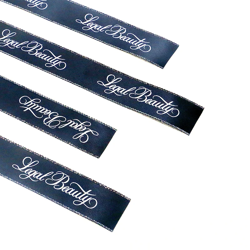 Ribbons Customized Band Packing Ribbon Printed Stock Color Satin Ribbon Roll With Logo For Gift