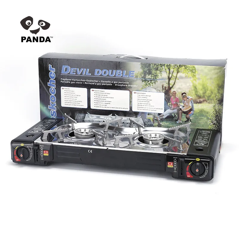 Outdoor 2 Burners gas stove Portable Camping Double Auto Ignition Camp Double burner cassette stoves Propane Camping Stove