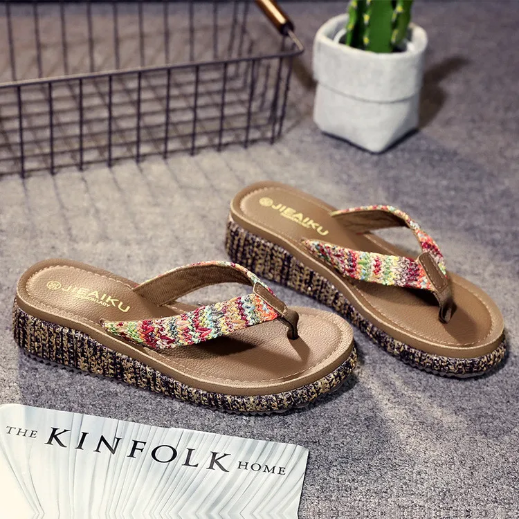 Comfortable Cheap Wholesale Wedge Heel Flip Flop Women Summer Flip Flops Flip-Flops Slippers Shoes