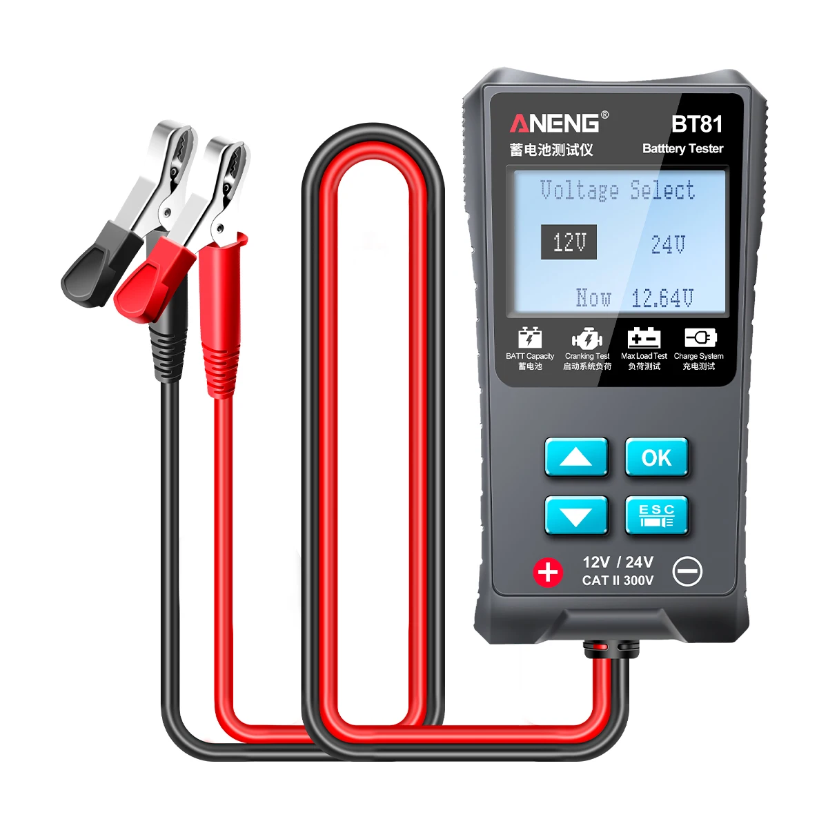 ANENG BT81 Car Battery Tester 12V/24V 100 to 1700 CCA Start Charging Circuit Tester Battery Analyzer 12V/24V Battery Tool