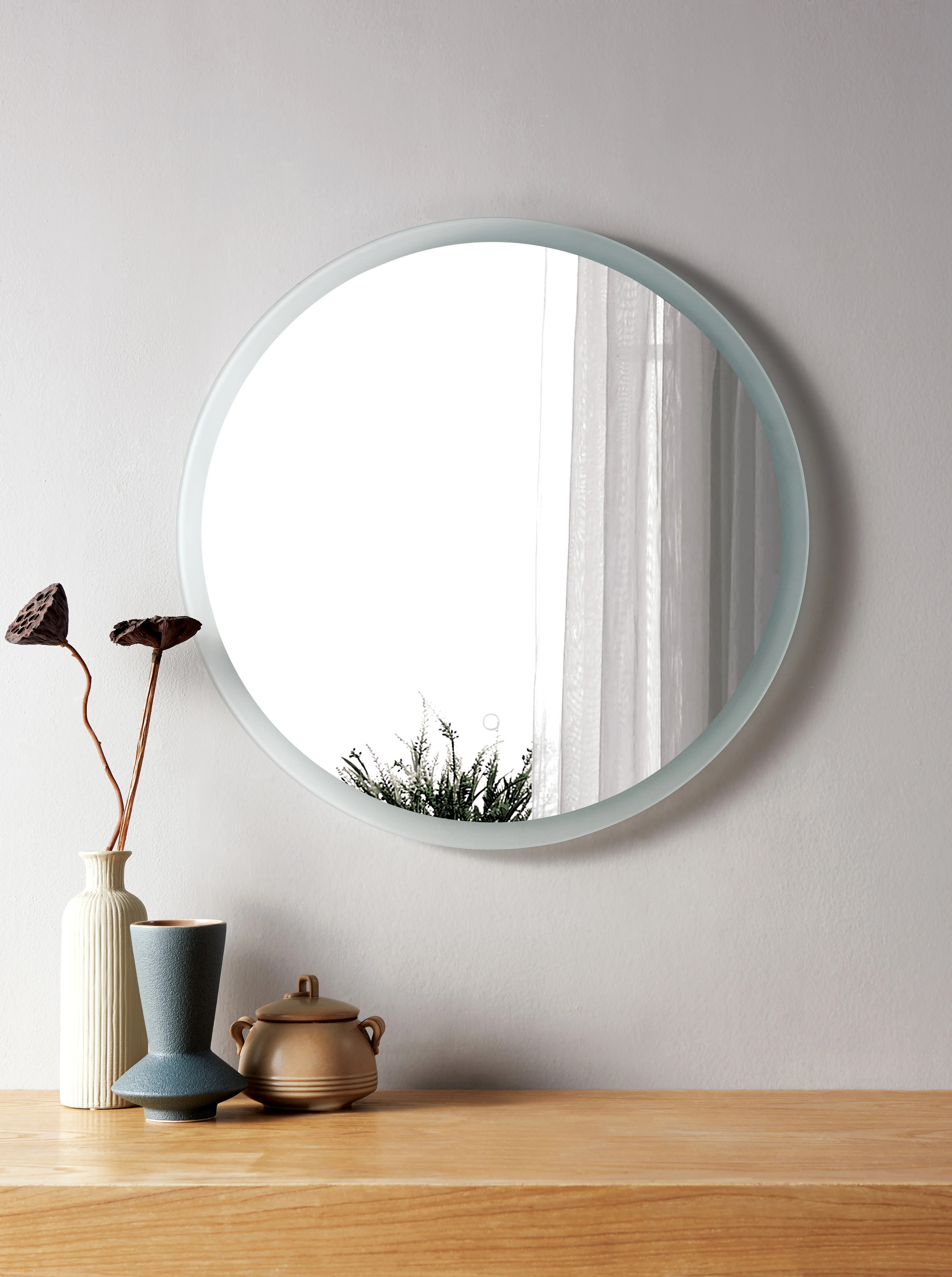 Round Frameless smart LED mirror with anti-fog function wall lamp for mirror in bathroom