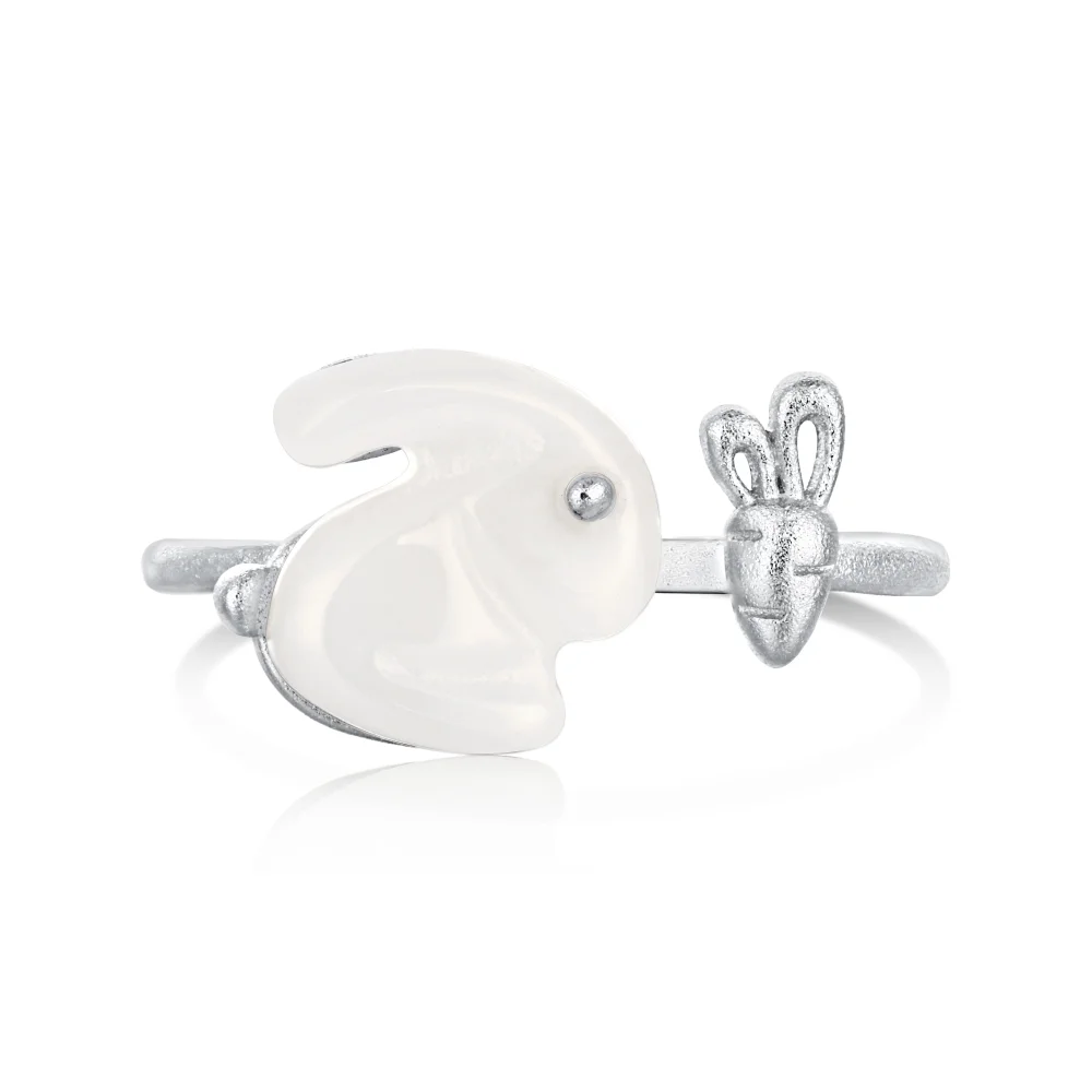 Dylam 2023 New Year Unique Design Ins 925 Sterling Silver Ring Animal Rabbit Shape Engagement Finger Rings For Women Jewelry