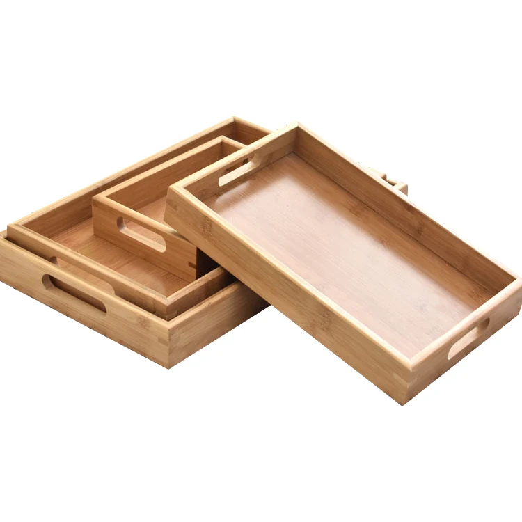 Rectangle Bamboo Breakfast Bed Carring Ottoman Tray Cheap Bamboo Trays