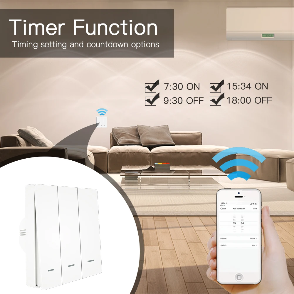  Wi-Fi Rf433 умный настенный выключатель света Tuya 1/2/3 Gang Smartlife беспроводной пульт дистанционного управления дом автоматизация Moes