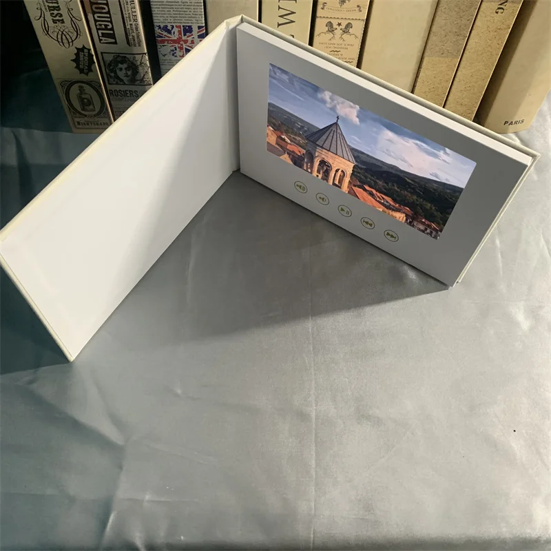 Perfect wedding video book to add your wedding film 7 inch IPS video greeting card  Lcd screen photo album with  linen-bound