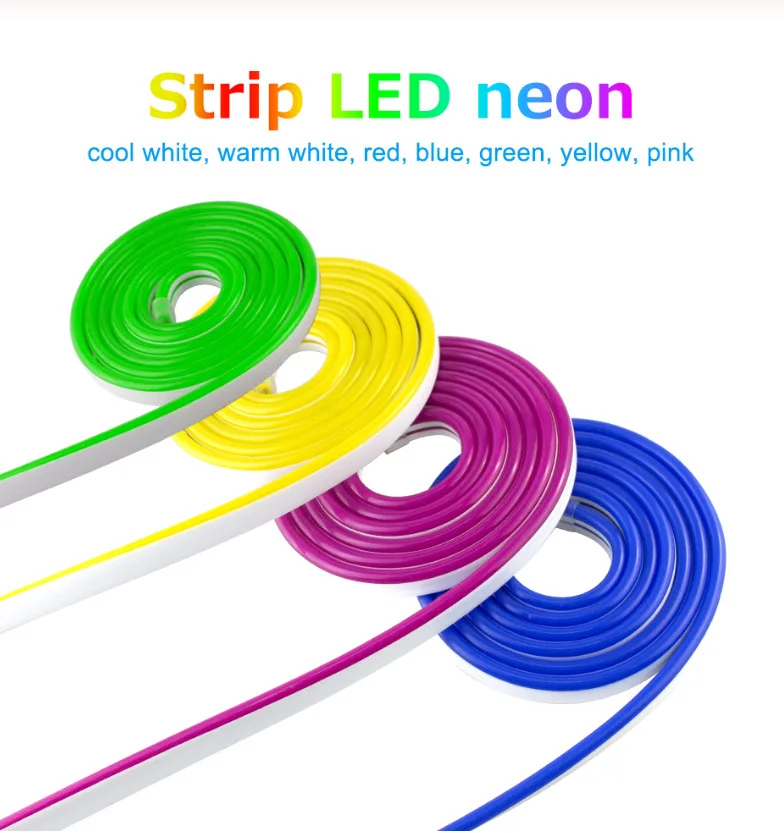 DC5V WS2812B 60/144leds/m Smart RGB Led Neon Lighting Strip  Individual Addressable Silica Gel Neon Rope Tube Strip Light