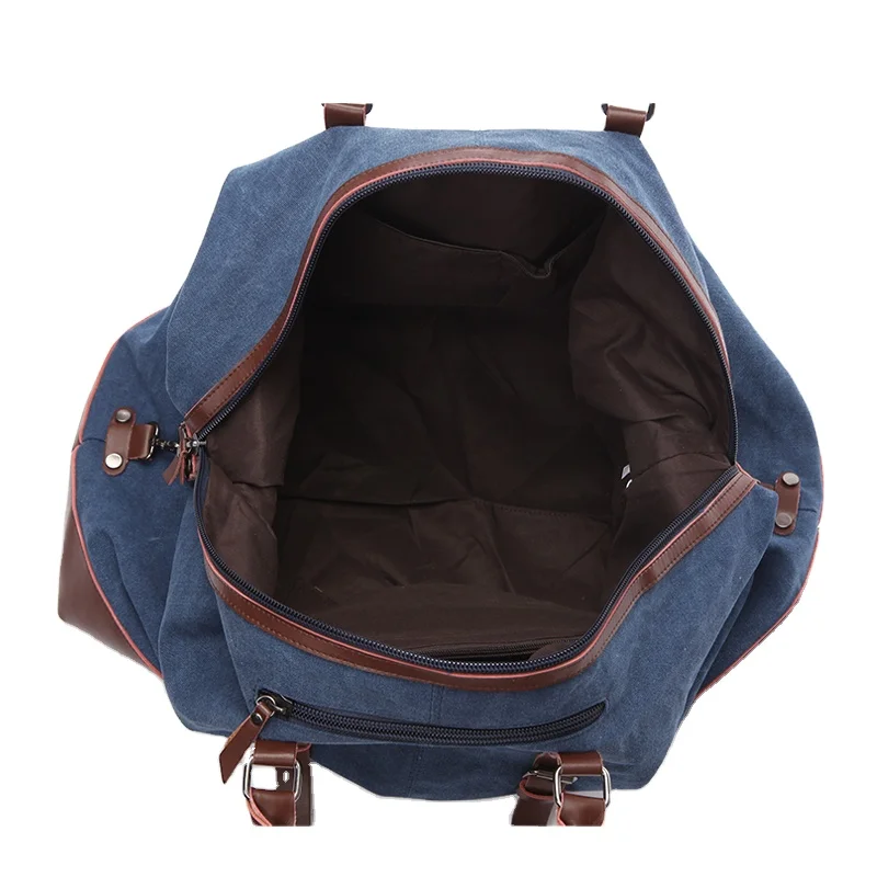 Unisex Canvas PU Leather Travel Tote Duffel Bag Weekender Overnight Carry-on custom canvas duffle Bag for mens