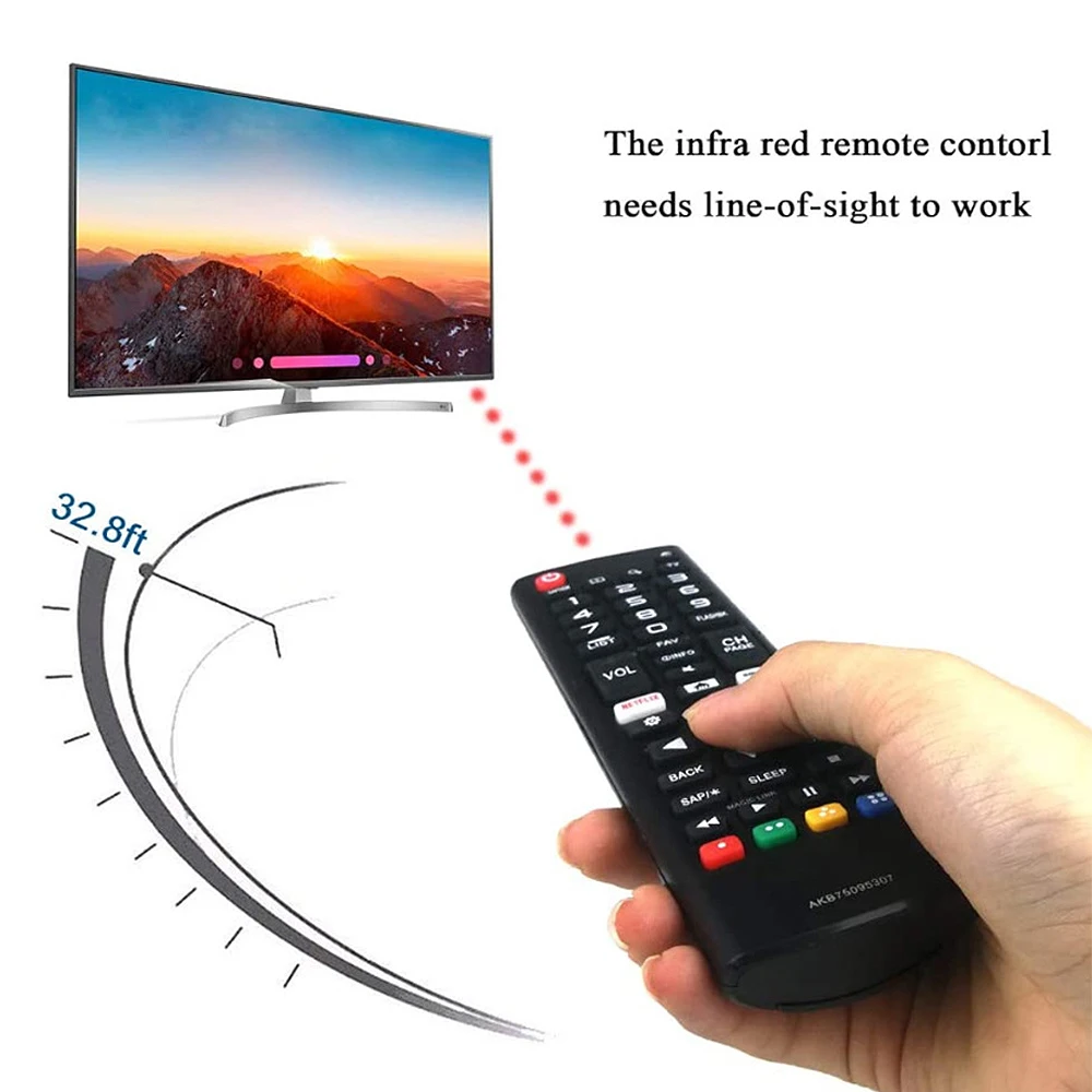 Smart Television for LG AKB75095307 32.8ft Soft Button LED LCD TV ABS Replacement Remote Control