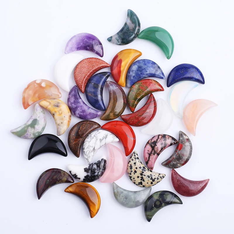 Tiny Crystal Moon Carving Gemstone Moon Rainbow Stone Crescent Moon Shape Engraved Tiger Eye Obsidian Model Decorative Love