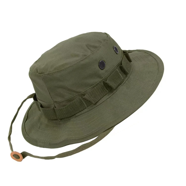 Wholesale 100%Cotton wide brim fishing boonie hat custom design fishermen bucket hat