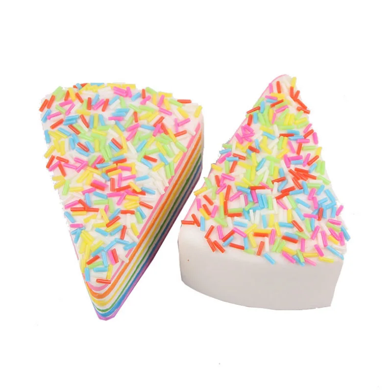 New custom slow rising jumbo 7 color colorful triangle cake soft ball wholesale toys food cake squishy