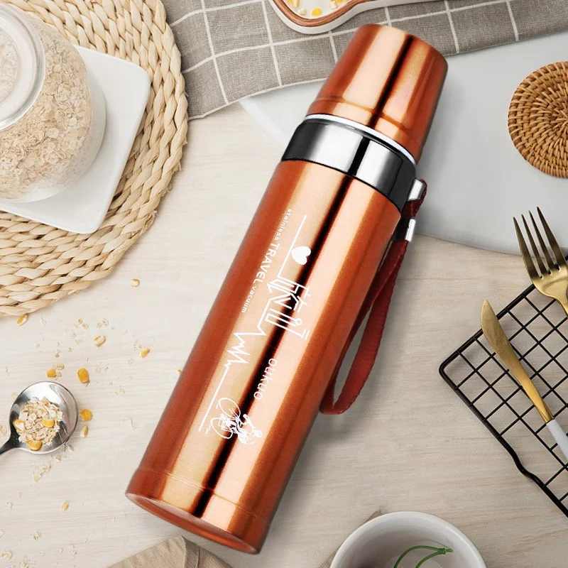 New Design Portable Bullet Shape Water Bottle Double Wall Vacuum Flask Portable Insulated Stainless Steel Sports Water Bottle