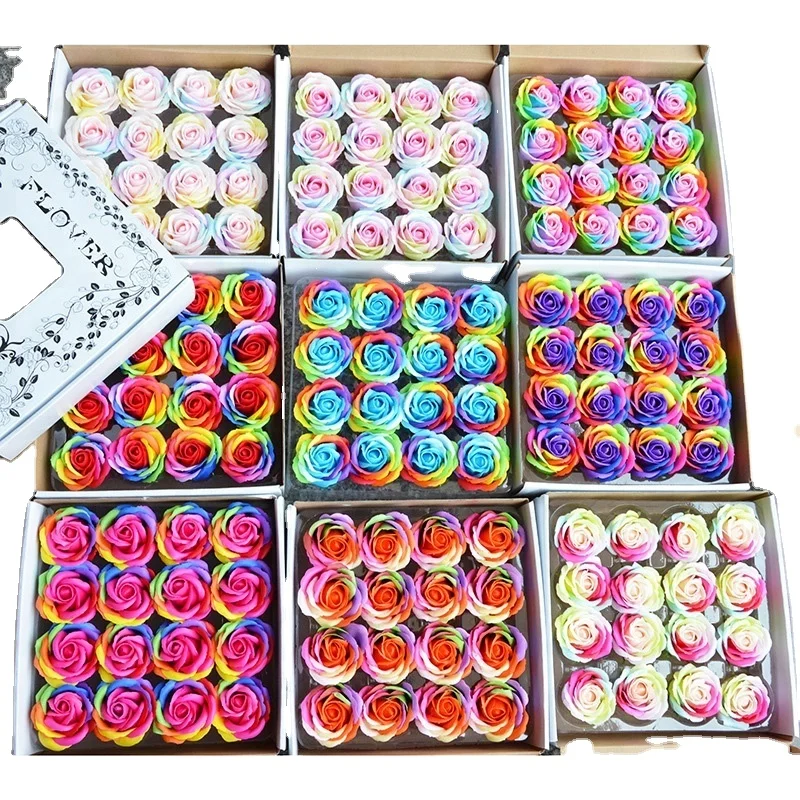 Factory outlet Multicolor Rose Artificial Flower Household decoration Gift box Festival Wreath Bridal Soap flower