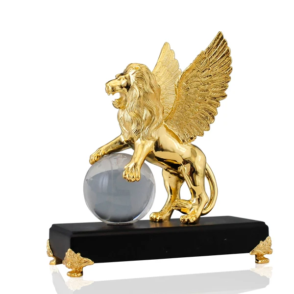 Fly winged eagle trophy,gold/silver/copper plated eagle championship golf ball trophy crystal award