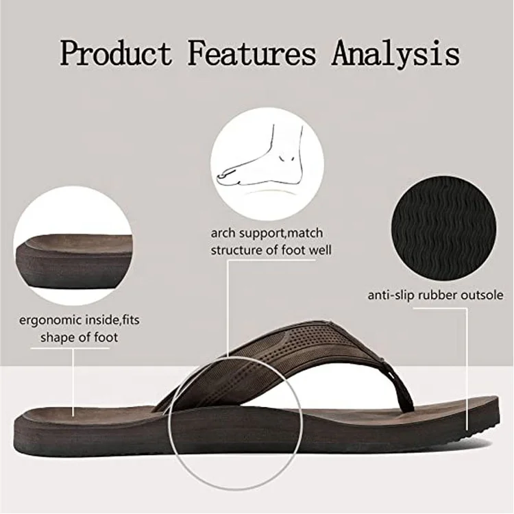 Flip Flops Mens Thong Sandals Leather Casual Comfort Flat Slides Slippers