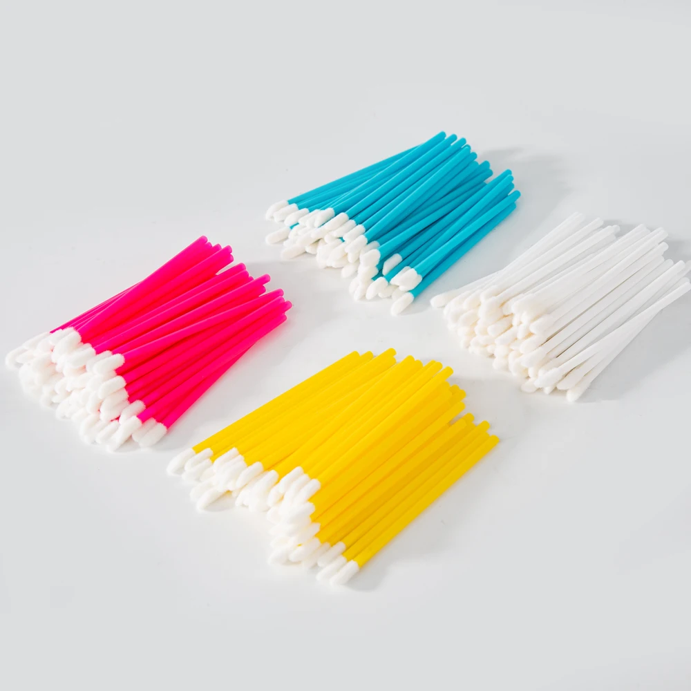 Multi-Color 50Pcs/Box Disposable Lip Brush Applicators Lipstick Applicator Wands For Lipstick Gloss With Case