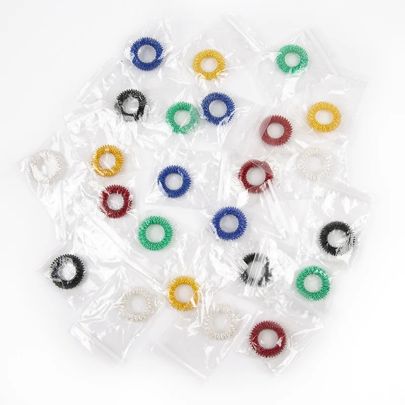 Chinese Medicine Pain Therapy Finger Circulation Ring Acupressure Massage Rings Metal Massager