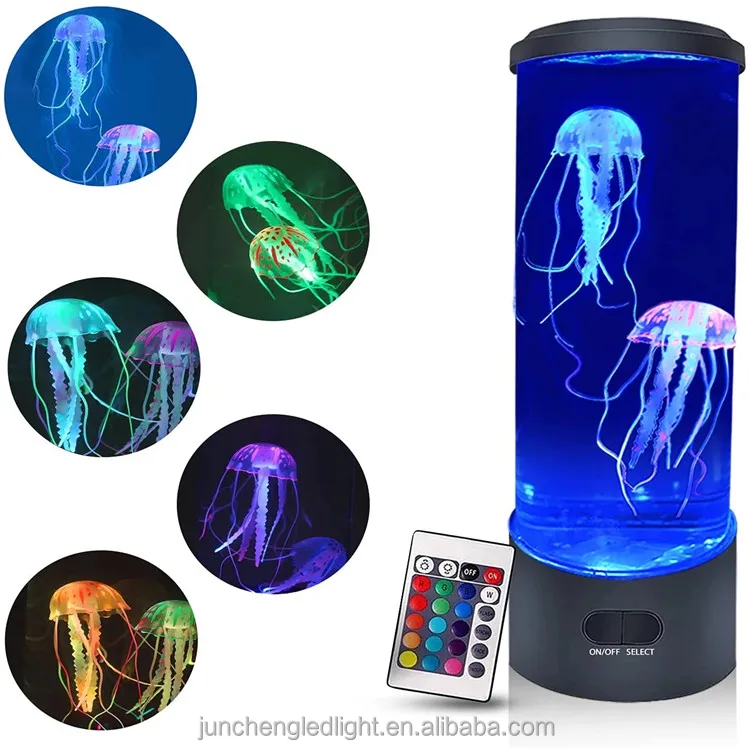 USB Color Changing RGB Novelty Aquarium Tank Jelly Fish Lava Mood Night Light Led Decorative Jellyfish Lamp for Kid