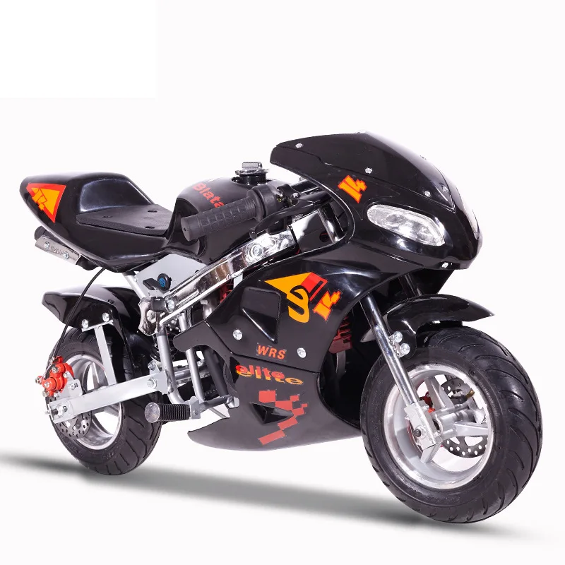 Pull Start 49cc 2-Stroke Gas Pocket Bike Kids Mini Dirt Bike with Light Motorcycle Gasoline Powered Ride-On Racing Pocket Rocket