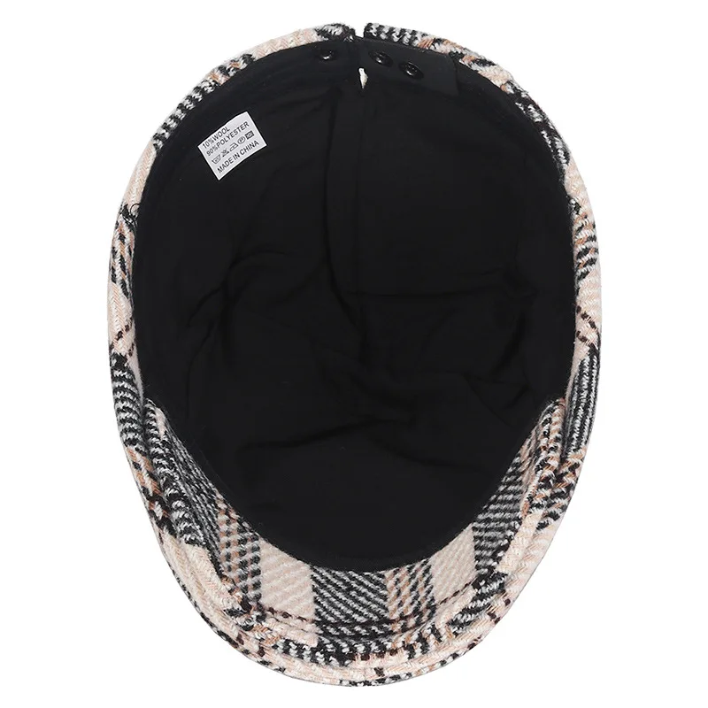 Factory vintage Plaid women mans winter hat  British french beret hat Retro Newsboy berets caps