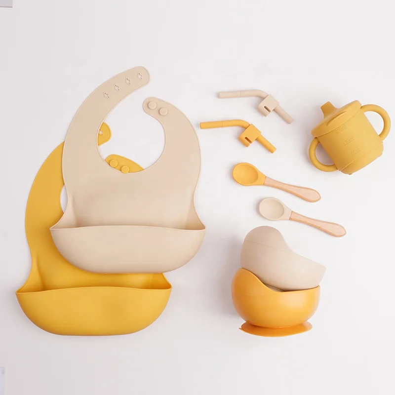 Wholesale Price Soft Food Grade Non Spill Kids Tableware Bpa Free Toddler Silicone Feeding Suction Plate Baby Bowl And Spoon Set
