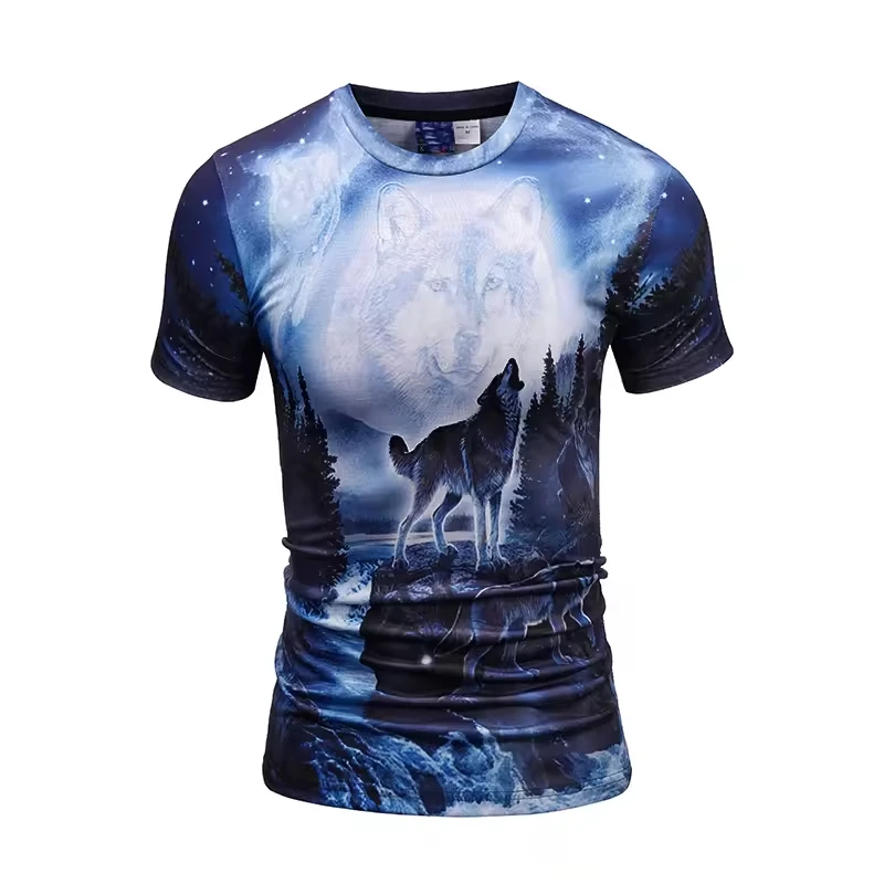 Huiyi Factory Custom design color O Neck All Over Print T Shirt short sleeve Plus Size Men Full Printing TShirt