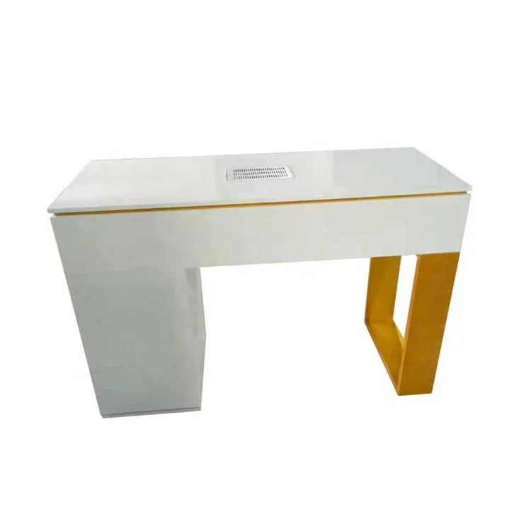 Ultra luxury gold manicure table high gloss nail salon equipment for sale