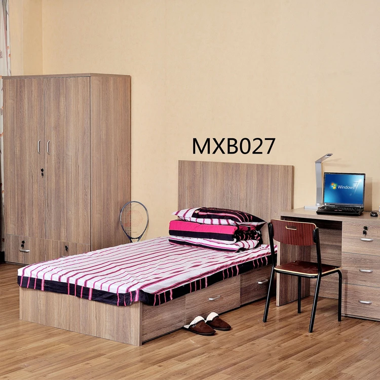 MDF board material King size bed with storage drawers