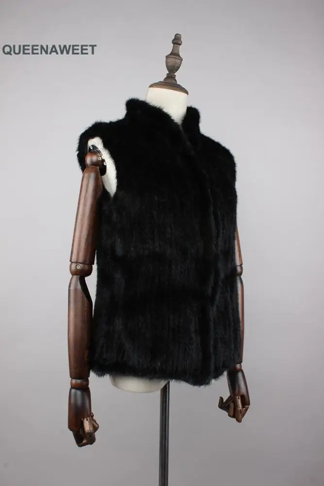 Ladies Fashion Luxury Style High Quality Real Knit mink Fur Vest