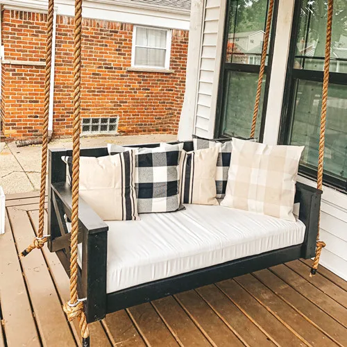 Factory Outdoor Furniture luxury Wood Rattan Bed love seat Patio lazy Daybed Garden Hanging Swing Sofa