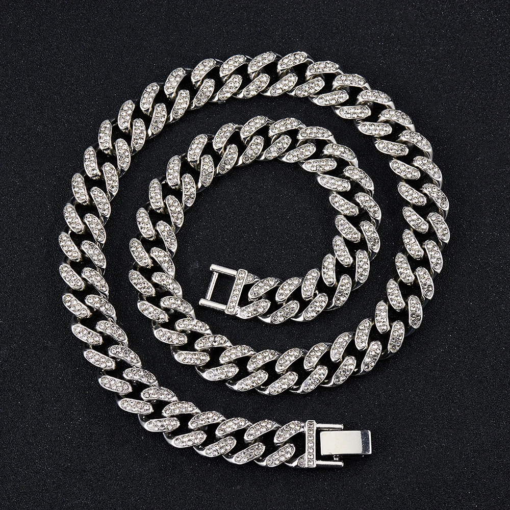 New Fashion Custom CZ Miami Cuban Links Rhinestone Angle Number Women Necklace Men Punk  Bling Zircon Women Chokers Jewelry Set