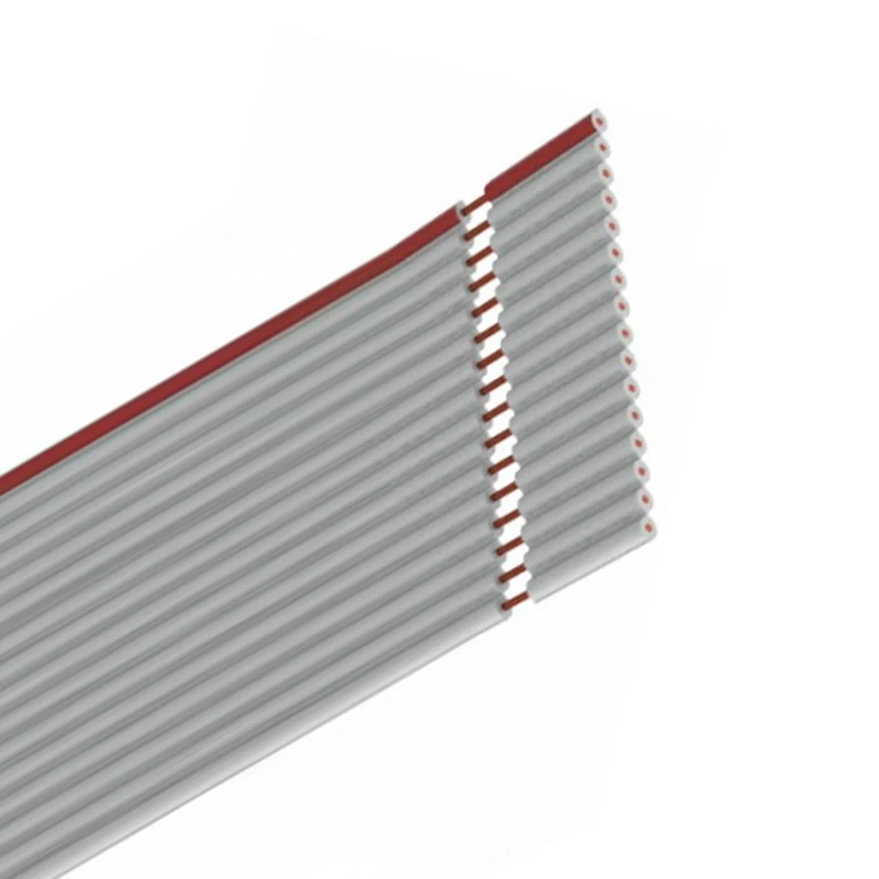 Multi Pin Electrical Flat Wire UL2651 300V 1.27mm 2.54mm Flexible PVC Insulated Grey Flat Cable