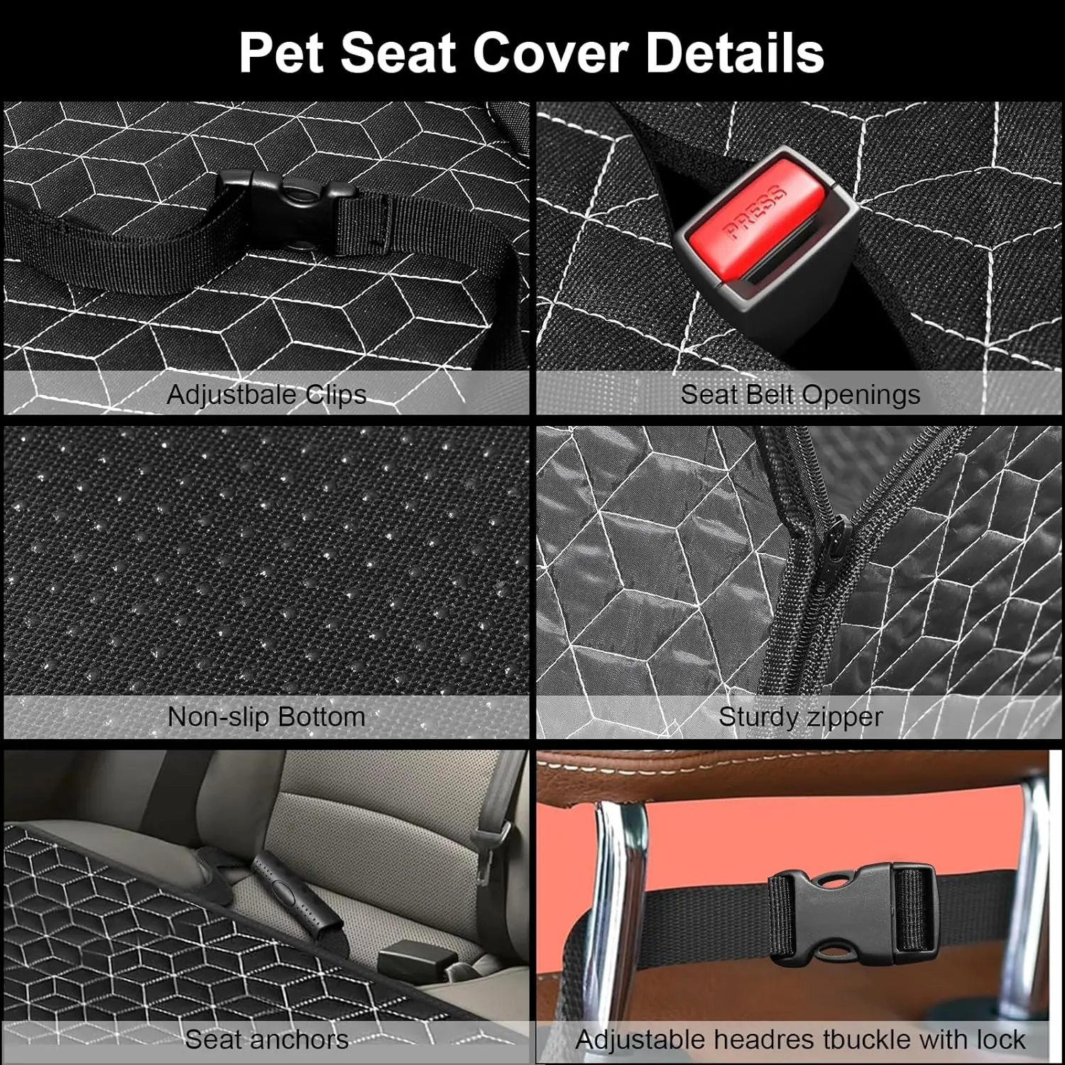 Back Seat Extender for Dogs Dog Hammock with Hard Bottom Back Seat Protector with Mesh Window and Storage Pocket for Car