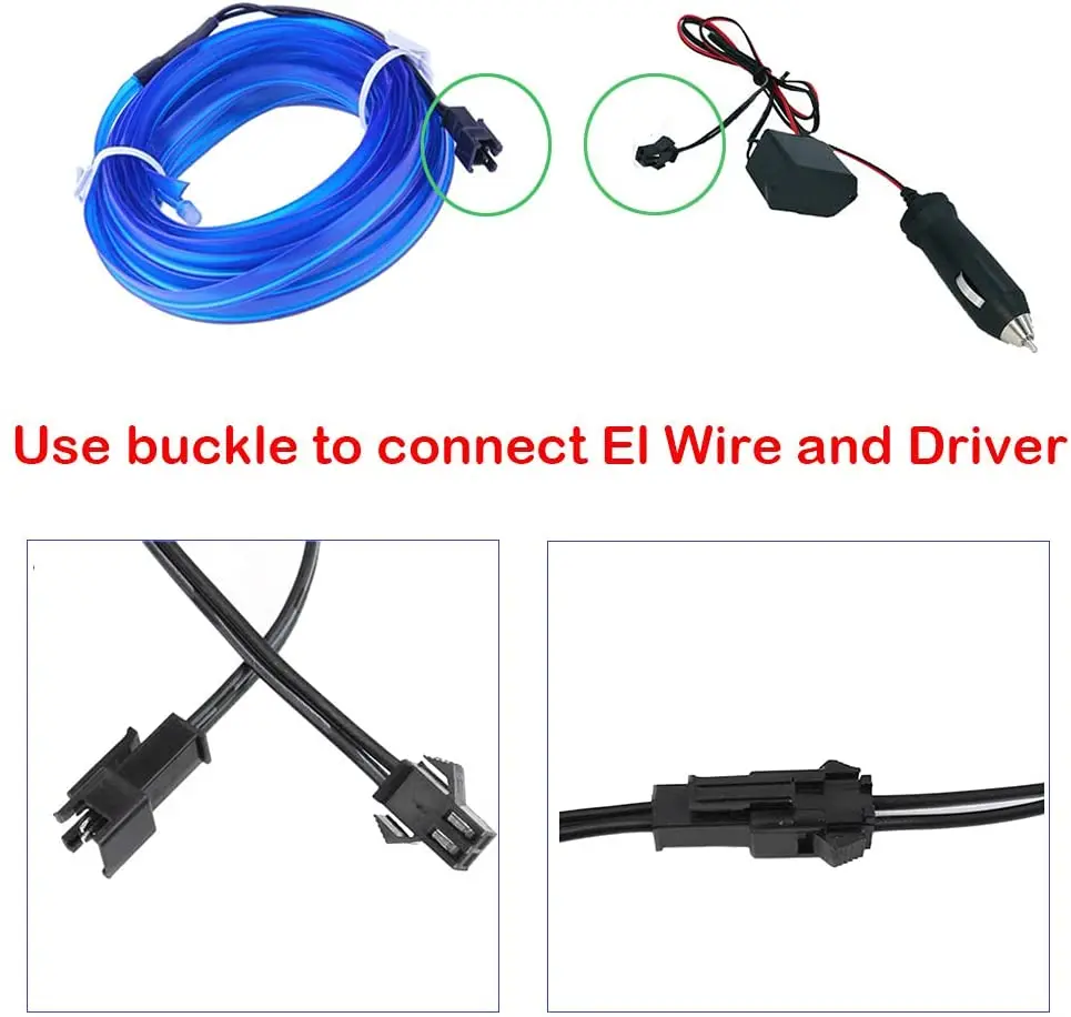 Синяя светодиодная лента El Wire для салона автомобиля, 1 м, 3 м, 5 м, неоновый EL-провод для украшения салона автомобиля