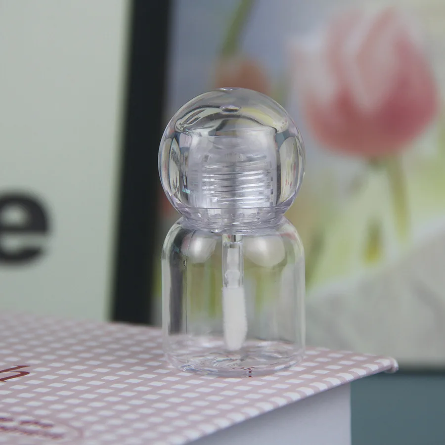 New Design Mini Transparent 5ml Lip Gloss Tube With Round Ball Shaped Cap