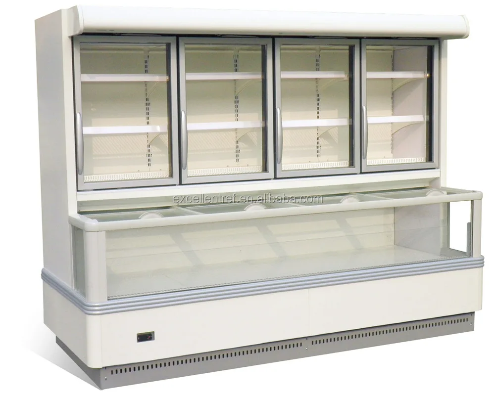 High quality Commercial Cabinet Cool Frozen Vertical Chiller Combination Frozen Showcase Combine Freezer Cooler