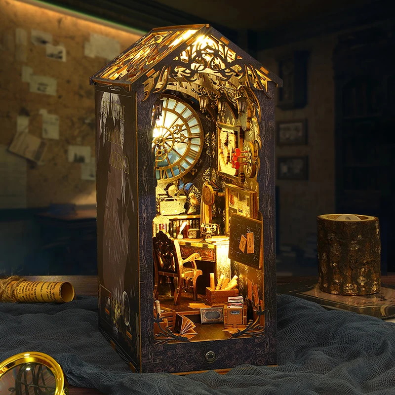 Книга Nook Diy новый деревянный 3d пазл книжный миниатюрный дом Booknook полка вставка детективное агентство набор книг