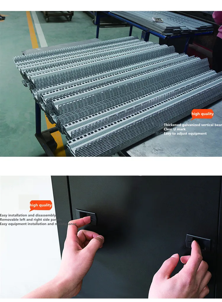 19 Inch SPCC 22U-42U network cabinet Open Frame open rack 4 post loading 150KG