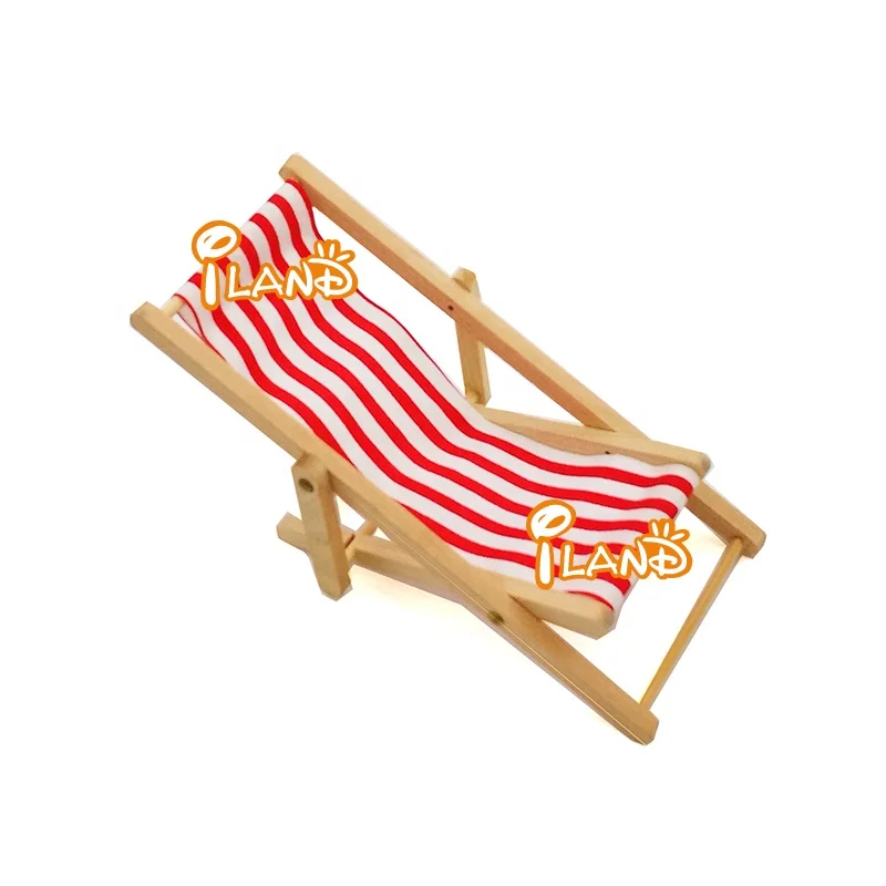 Iland Dollhouse Miniature  Beach Chair 1:12 Doll House Miniature Wooden Garden Lawn Furniture