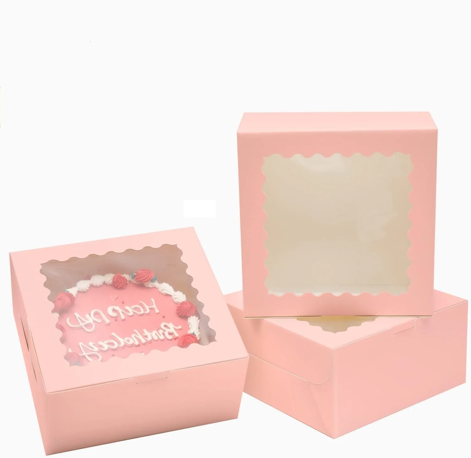 Manufacturer Bakery Boxes with Window White Cake Boxes for Home Bakers & Professional Use Customized Size Cake Designs 10X10X5
