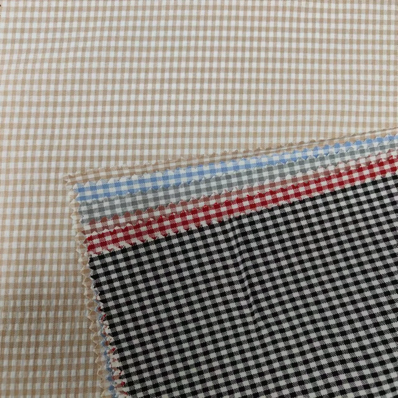 Shaoxing Textile Solid Yarn Dyed POLYESTER/SPANDEX Check Fabric For Dress And Clothing