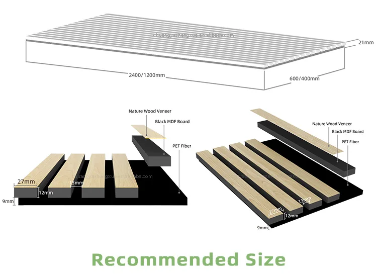 Natural Oak  wooden batten acoustic felt board Easy Install Soundproofing Interior Ideas wood wall acoustic panel