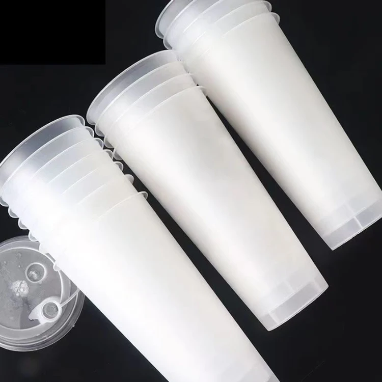 u unique pp plastic cups with flat bottom lids 12oz/16oz/24oz /32oz Disposable Bubble Tea / Milk Tea / Juice Injection Cup