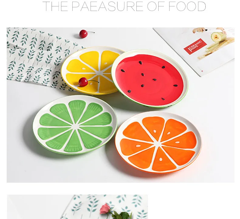 Hand Painted Cute Fruit Porcelain Bowl For Children Watermelon Lemon Ceramic Bowl Cartoon Tableware