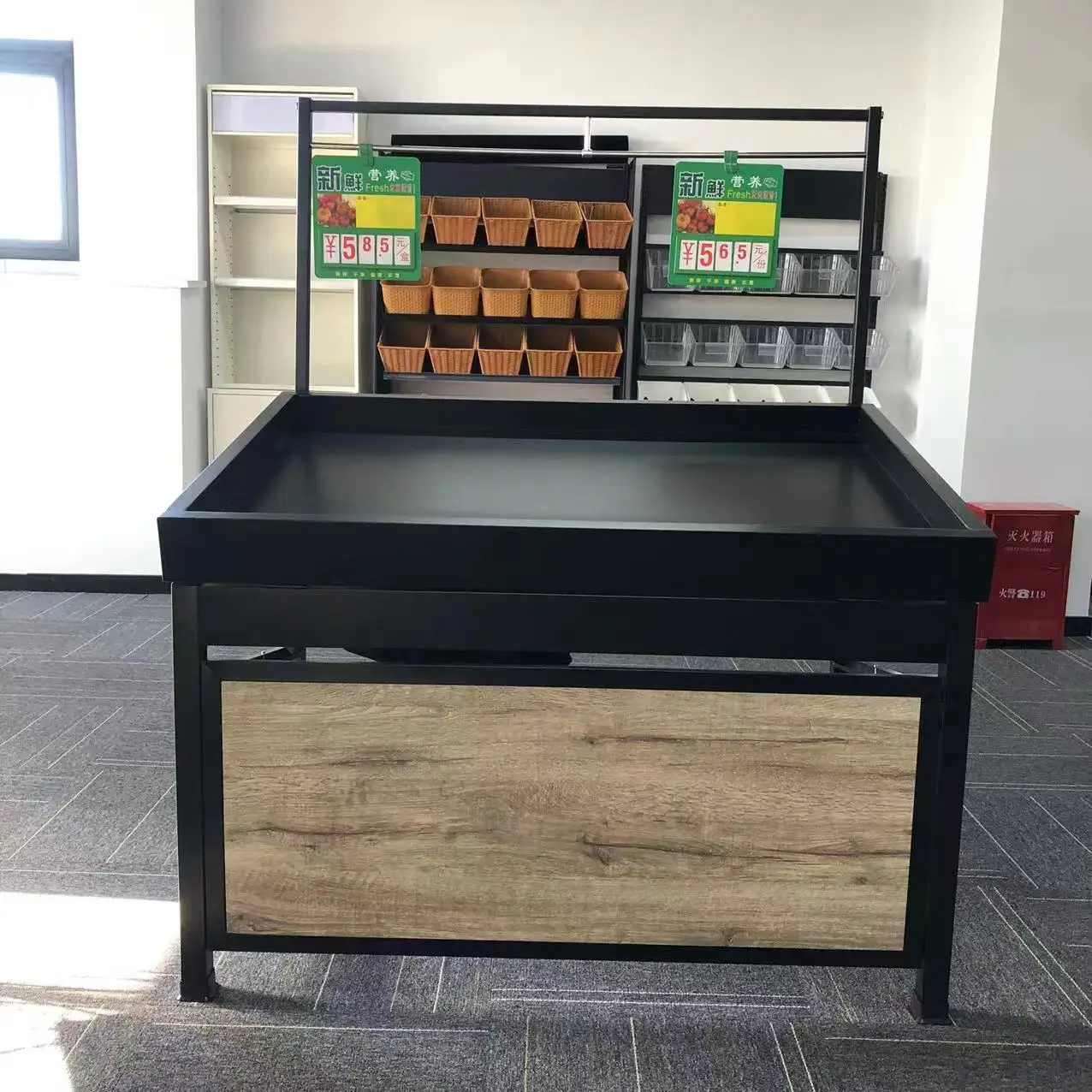 Factory Price Wooden Fruit And Vegetable Rack Stand Shelf Durable Supermarket Display Shelf