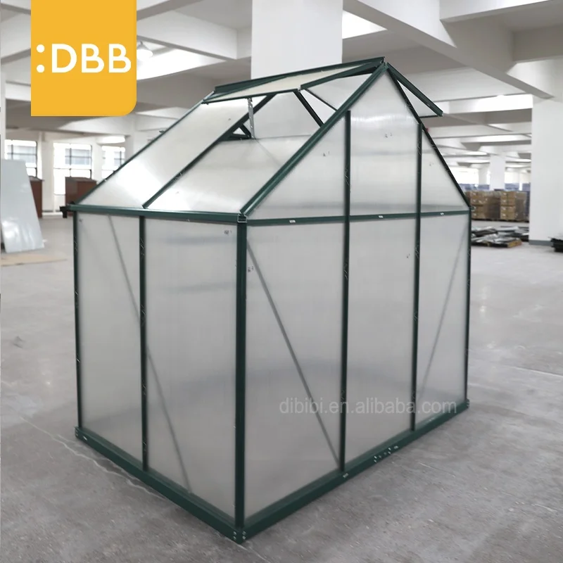 Hot Selling 6Ft Gable Greenhouse Garden Single Sliding Door Toughened Glass Outdoor Mice Proof Galvanized Pipe Glasshouse