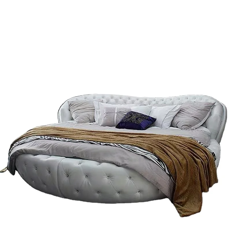 Italian Bedroom Sets Luxury Round Bed Smart Modern Leather Round Bed