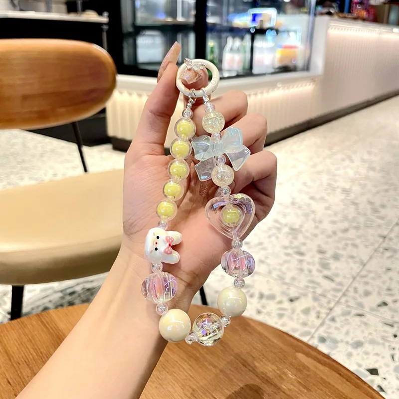 New creative mobile phone case hanging decoration short mobile phone chain beaded hand chain luggage accessories wholesale