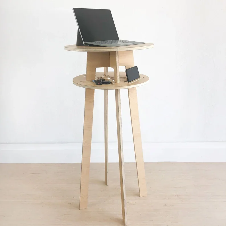 Customized Portable laptop table standing home office desk storage wood shelf  computer holder